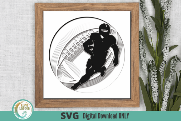 3D Football Player SVG for Shadow Boxes