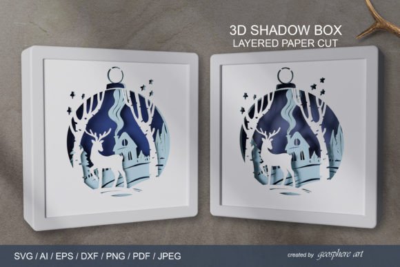 3D Winter Papercut SVG for Shadow Boxes