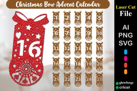 Christmas Bow Advent Calendar Count Down 3D SVG Review