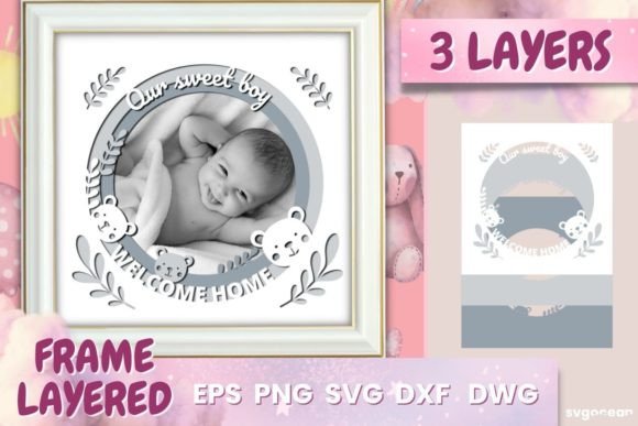 Layered Photo Frame 3D SVG for Shadow Boxes
