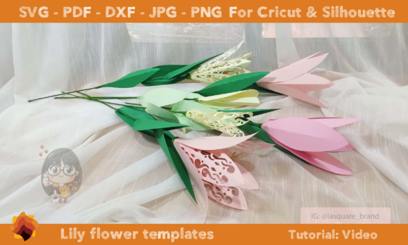 Lily Bouquet Templates: 3D SVG Paper Flowers