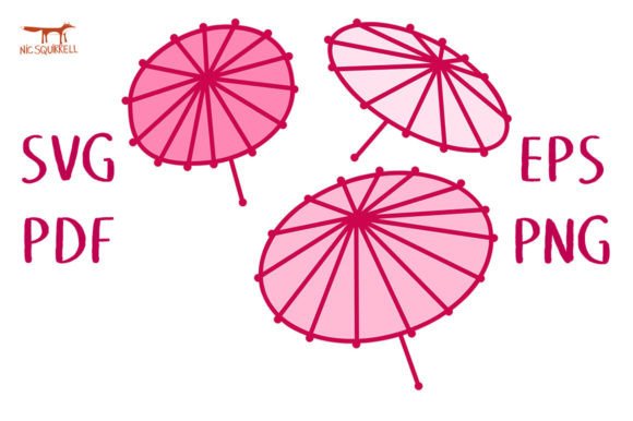 Parasols SVG Cut: 3D SVG Shapes for Design