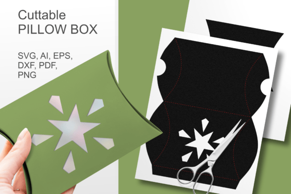 Polar Star Window Pillow Box Template 3D SVG