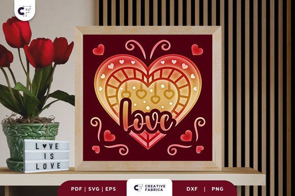 Valentine s Heart Shape Shadow Box 3D SVG for Holidays