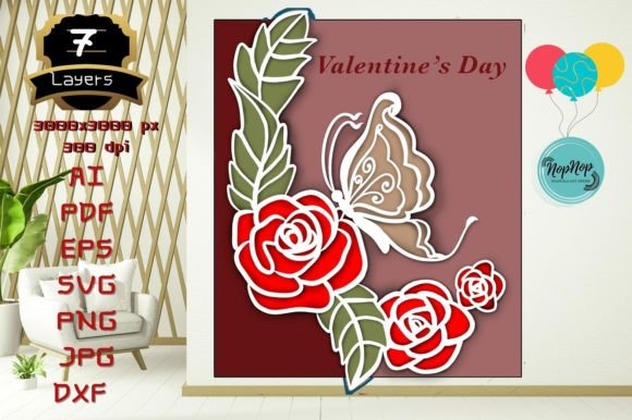 Valentine Sweet Heart V.4: 3D SVG for Shadow Boxes
